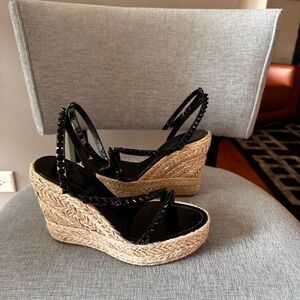 Black Studded Wedge Sandals